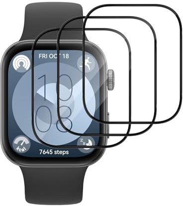 Lutree Protector de Pantalla para Huawei Watch Fit 3, 3 Piezas 3D Cobertura Completa Anti-Arañazo Sin Burbujas, Transparente HD Flexible Película Protectora
