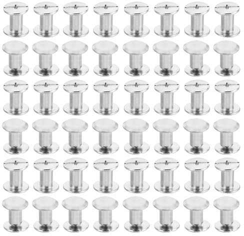 PATIKIL M5x8mm Chicago-Schrauben, 50 Sets Chicago-Schrauben Phillips-Bindungsschrauben Bolzen Leder-Nieten Messing-Befestigungselemente Verbindungsstücke Stahl, silberfarben