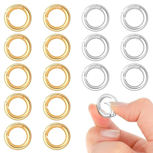 16 Stück Karabinerring Rund Gold Silber Metall Karabiner Ring Karabinerhaken Schlüsselbund Zubehör O Ring Legierung Karabinerhaken Für Schlüsselanhänger, Tasche, Schmuck, Handwerk Machen