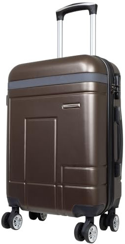Trendyshop365 Handgepäck klein Hartschale Genf 55cm 40 Liter 4 Rollen (braun)