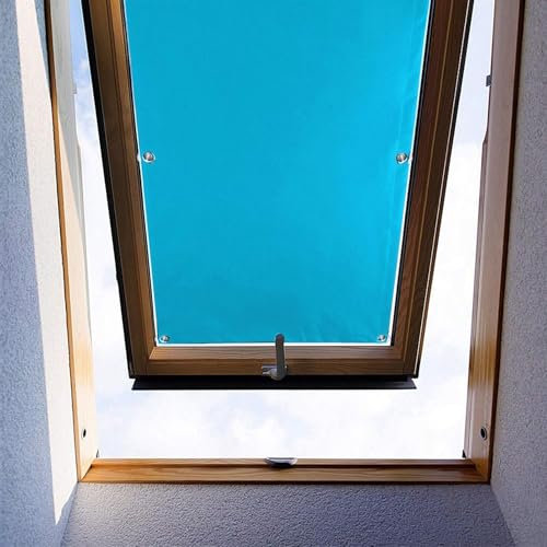 Ygann Dachfenster Rollo Thermo Sonnenschutz Verdunkelungsrollo für Dachfenster UV Schutz mit Saugnäpfe ohne Bohren ohne kleben (Blau,72x96cm)
