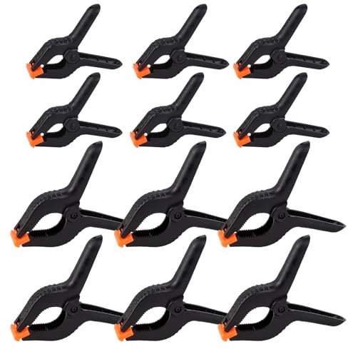 12Pcs Nylon Spring Clamps, Plastic Heavy Duty Grip Clips Set-6pcs 4 inch +6pcs 6 inch Clamps for DIY Projects,Arts,Wood Working Crafts, Muslin Paper Photo Background