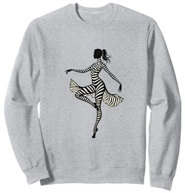 Trendy Zebra Print Ballerina Ballet Dancer Women Teens Girls Sweatshirt