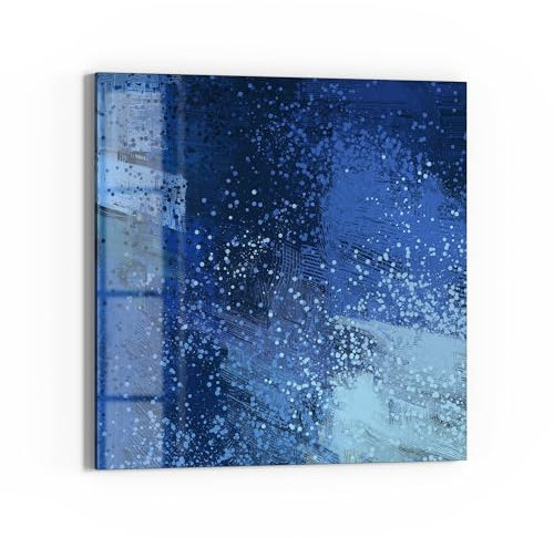 DEQORI Glas-Magnettafel | 30x30 cm cm groß | Motiv Blaue Impression | Memo-Board aus Glas | Magnetboard inkl. Magnete, Stift & Tuch für Küche & Büro | Tafel magnetisch & beschreibbar