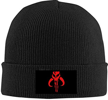 kenwozi Unisex Mandalorianisches Symbol Outdoor Winter Warme Strickmütze Beanie Mütze Schwarz, Schwarz , Einheitsgröße
