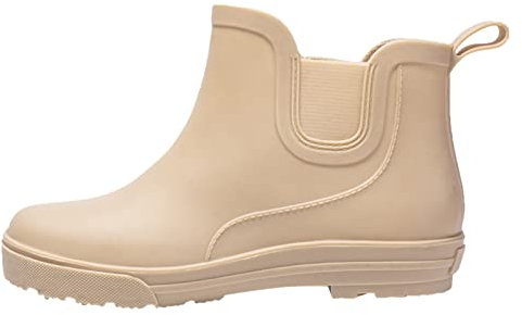 Stivali Gomma Donna Bassi Stivali da Donna in Cotone Stivali Bassi Donna Scarpe Antiscivolo Donna Scarpe Impermeabili in Gomma per Esterni Stivali Gomma Imbottiti Donna (Khaki, 37)