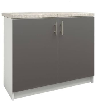 JD Greta Fixed Height 1000mm Kitchen Sink Base Cabinet Floor Unit with 38mm Worktop – Dark Grey Matt