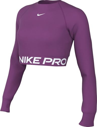 Nike Pro Dri-Fit Verkürztes Longsleeve-Oberteil Für Damen, Hot Fuchsia/White, FV5484-518, L