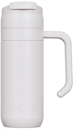 One Green Bottle –Brew Flask Stainless Steel Reusable Insulated Coffee Cup, Leakproof Travel Mug, Coffee, Tea, Hot Drink Flask with Flip Cap, Handle and Carrier - BOTL 400ml Mushroom