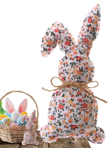 Gefüttert mit Stoff Osterhase, Plüschhase - Hasenpuppen für mehrstufige Tablettdekoration | Gefülltes Kaninchen Ornament vom Bauernhof für Frühling, Krone, Tablett