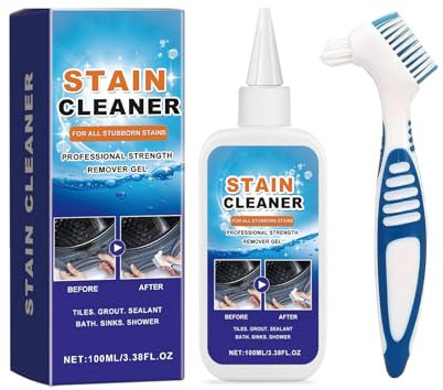 1/2/3pcs Patio Cleaner, 2025 New 100ml Grout Cleaner with Brush, Household Stain Removing Gel, Washing Machine Cleaners, for Windows Tile Bathroom Refrigerator Kitchen Sink Stain (1, bottle)
