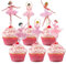 ElevateTech 36pcs Ballerina Birthday Party Decorations Cupcake Toppers Birthday Girl Tinkerbell Decorations Suitable Desserts Muffins Ice Cream Wedding Baby Shower Party (Pink)