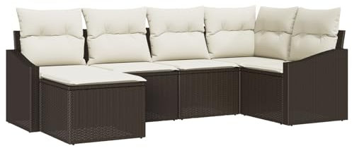vidaXL Ensemble de canapé de Jardin 6 pcs Marron Poly rotin, Collection de canapés Alfresco, Moderne, modulable, Salon d'extérieur avec Pieds réglables, Groupe de sièges Patio