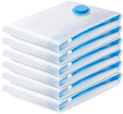 Sac de Rangement Sous Vide 6PCS,Sac sous vide Vetement Aspirateur,Compression Housse Aspirable Rangement Réutilisable pour Literie, Vêtements, Couettes, Matelas,Tente et Voyages(70 * 50CM)