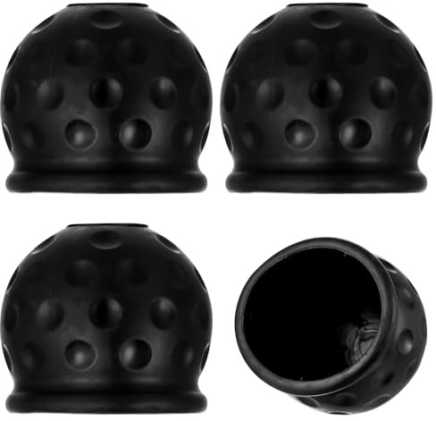 qxayxa 4 pcs Cache-Boules d’attelage 50 mm, Capuchons Protection (Noir) | contre rouille/chocs/saletés; universel; pose rapide, maintien sûr; caoutchouc souple noir; auto, camion, camping.