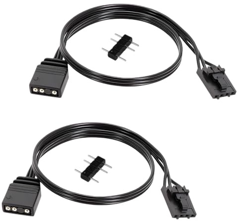 2 Pack 4 Pin RGB to 3 Pin ARGB Adapter Connector - 25cm Extension Cable Compatible with Corsair Controller QL LL120 iCUE - 12V to 5V Converter Connector for ARGB Lighting Devices Shenguang Sync System