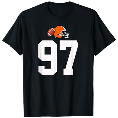 Americano Fútbol Casco Estilo Vintage Número 97 Camiseta