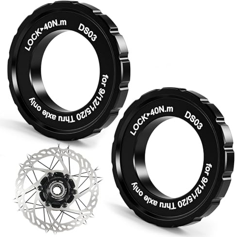 OCCOUMR 2 anelli di bloccaggio Centerlock, 44 x 26 x 8 mm | Anello di bloccaggio in lega di alluminio, compatibile con Shimano per 9/12/15/20 mm, per dischi freno MTB e bicicletta