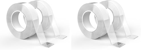 GRIFEMA GA4001-2, Double Face Extra Fort, Scotch Transparent Double Face, Nano-Ruban Lavable et Réutilisable, 3 Mètres, 2 Tomes (Lot de 2)
