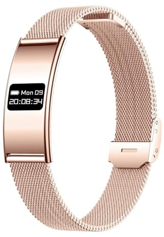 Denash Intelligentes Fitness-Tracker-Band, Aktivitäts- und Schlafmonitor mit Mehreren Sportmodi, 30-Tage-akkus, Intelligentes Armband-Gesundheitsband für Männer und Frauen (Gold)