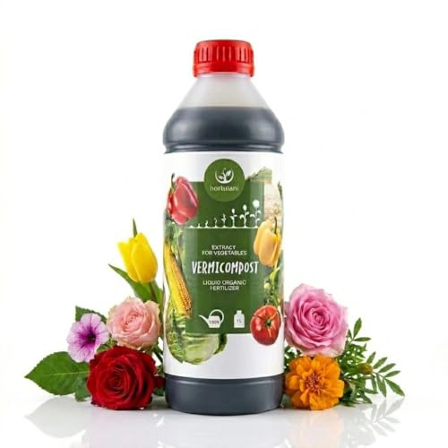 Hortulani Vermicompost Extract for Flowers: Worm Castings Liquid Fertiliser for Indoor & Outdoor Plants, Rich Plant Nutrients for Abundant Blooms, Cut Flower Food (1,0l)