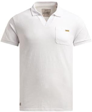 Camp David Herren Kurzarmpolo mit V-Neck und Back-Print