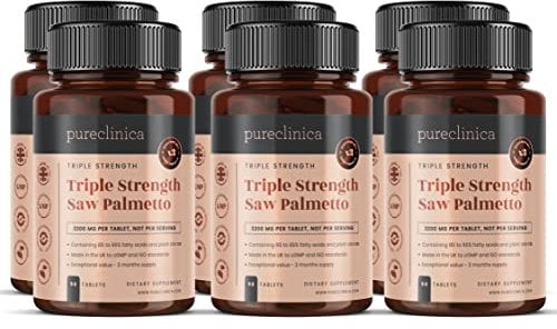Dreifach-Stärke Sägepalme, 3200 mg x 540 Tabletten (6 Flaschen à 90 Stück) – 18 Monate Vorrat – 95% Fettsäuren – bis zu 10 x stärker
