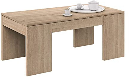 Habitdesign Modèle Kendra Table basse relevable avec finition chêne canadien 100 x 50 x 43-54 cm (l x P x H).