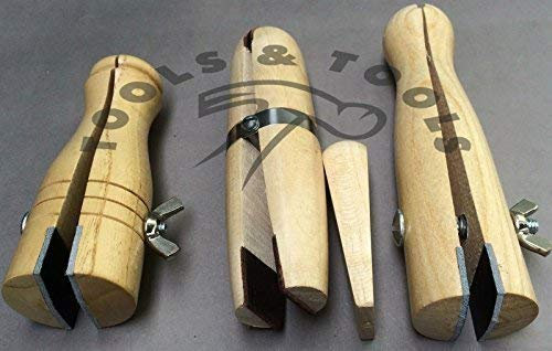 3 PCS WOOD RING CLAMP HARD WOOD JEWELRY CRAFTS SINGLE DOUBLE ENDED LEATHER JAWS