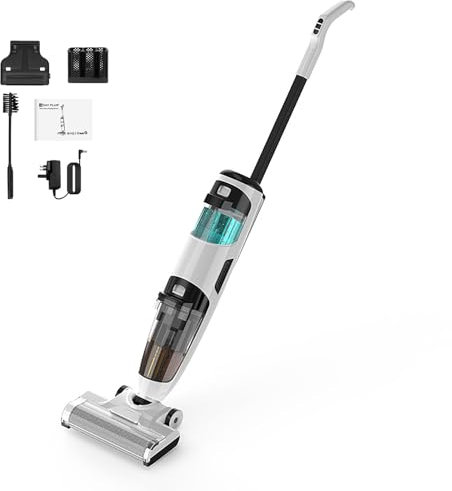 Aspirapolvere Senza Fili, Lavapavimenti e Aspirapolvere 2 in 1 con Funzione Autopulente, Autonomia di 60 Minuti, Motore Brushless da 200 W, Aspirapolvere Portatile Leggero