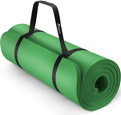 TRESKO Yogamatte Phthalatfrei - Gymnastikmatte rutschfest, Pilatesmatte Fitnessmatte mit Tragegurt, 190 x 100 x 1,5 cm Grün