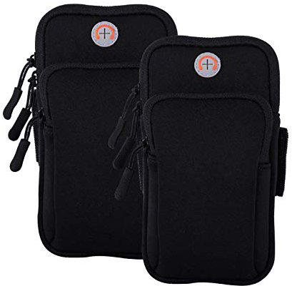 MOVOYEE 2 Stück Handy-Armband zum Laufen, Handyhalterung, wasserdichtes iPhone-Armband, schwarz Armband Ärmel