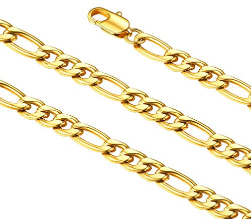 FaithHeart Klassische Figarokette für Damen und Herren, 3MM Breit 60cm Lang Rapper Halskette,goldene Figarokette Halskette, Geschenk für Valentinstag Vatertag