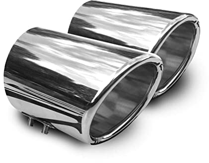 OMAC Auspuffblende Endrohr kompatibel mit Skoda Octavia 1996-2012 Edelstahl Chrom 72mm 2tlg