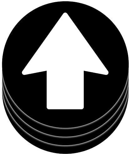 Packung mit 4 Klebepfeilen, Aufkleber Für den Boden, Klebt auf jeder glatten, sauberen und trockenen Oberfläche, Schutzlaminat gegen Entfärben, Vinylkleber Material, Schwarz, Einheitsgröße