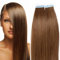SEGO Tape Extensions Echthaar 20 Tressen/30 g Klebeband Haarverlängerung Haarteile 100% Remy Human Haar Kleber Hellbraun#6 20(50cm)-30g