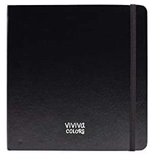 Viviva VV276010 Skizzenbuch mit Kunstleder Einband für Aquarellfarben-64 Seiten, 32 Blatt a 240g/m², 100% Säurefrei, Lessebo Design, Papierfarbe Elfenbein, hot pressed & Grain satiné-19x19cm, Weiß
