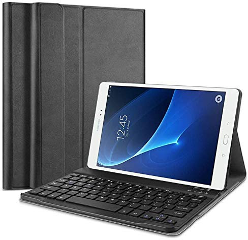 QYiD Custodia con Tastiera per Galaxy Tab A 10.1 2016 (SM-T580 / T585), Sottile Pelle PU Custodia Case con Magnetically Rimovibile Wireless Tastiera per Galaxy Tab A 10.1, Nero