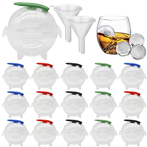 Moules à Glaçons,RoadLoo 16 Pièces Moules Ice Ball Bac Glaçons Réutilisable Ensemble de Glaçons Géants Ronds Moules à Boules de Glace pour Whisky Cocktail Whisky Autres Boissons Nourriture pour Bébé