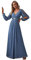 Ever-Pretty Women's Elegant A-Line Deep V-Neck Appliques Pleated Long Sleeve Bridesmaid Dress Dusty Navy 26UK