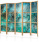 murando - Paravent Innen Raumteiler Holz Tropische Blätter Monstera 225x172 cm 5-teilig Japanische Trennwand Raumtrenner Room Divider Mobiler Sichtschutz Spanische Wand Raum Abtrennung b-A-0830-z-c