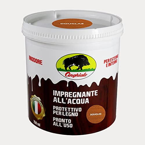 Cinghiale 807 Impregnante all'Acqua 0,75 Litri Colore Douglas per Legno Inodore VOC Bassissimi Protettivo e Nutriente
