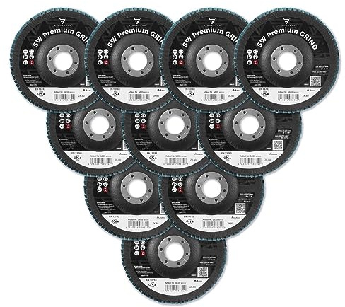 STAHLWERK PREMIUM GRIND P80 Fächerschleifscheibe Schleifscheibe Ø125 mm | Zum Schleifen und Entgraten, praktischer Satz mit 10 Stück