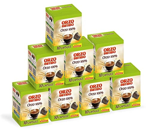 ORZO BIMBO 80 capsule ORZO 100%, Capsule compatibili Nespresso, Naturalmente senza caffeina, con solo orzo, per la colazione e le pause