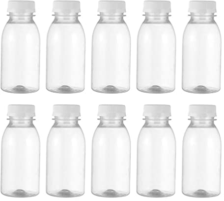 Tofficu 10 PièCes Bouteilles Vides en Plastique 100ml, Flacons Transparent avec Couvercle Anti-Fuite pour Jus, Lait, Eau, Smoothies, IdéAl pour Pique, Sport, Voyage