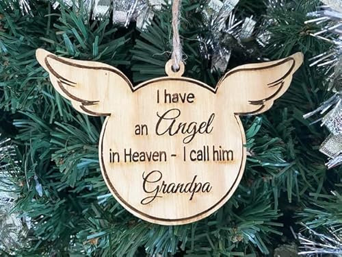 Engel Opa Weihnachtsbaumschmuck, Holz Baumschmuck, Weihnachtskugel Geschenkkarte Einsatz für Familie und Freunde