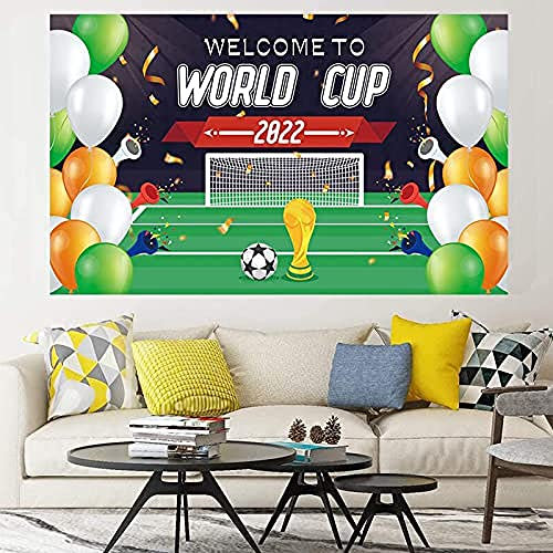 ANACRO Bannière De La Coupe du Monde 2022, Qatar 2022 Tournoi Mondial De Soccer Bannière Décorations De Toile De Fond, Football Photo Bannière pour La Coupe du Monde De Soccer du Qatar 2022
