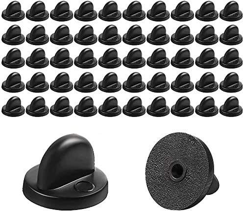 LAMXD 50 Stück Verschluss Schmetterling Pins Gummi Pin Verschluss Kupplung für Stecknadeln Herstellung von Schmuck Hüte Abzeichen Uniform (Schwarz 11,5 mm Durchmesser)