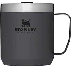 Stanley Classic Legendary Camp Mug Isotherme 0.35L - Garde 1.5 Heures à Chaud - 3 Heures à Froid - Lavable au Lave-Vaisselle - Sans BPA - Thermos Café - Gobelet Cafe - Tasse Isotherme - Charcoal