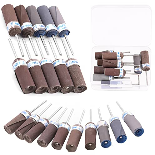 Swpeet 10 Pcs Schleiftrommeln Hülsen Kit, 180-2500 Grit Schleifpapier Schleifkopf Schleifpapier Bar Stick, Schleifmittel Patronen Rollen, Polieren Burr Stick Rolle Schleifwerkzeug